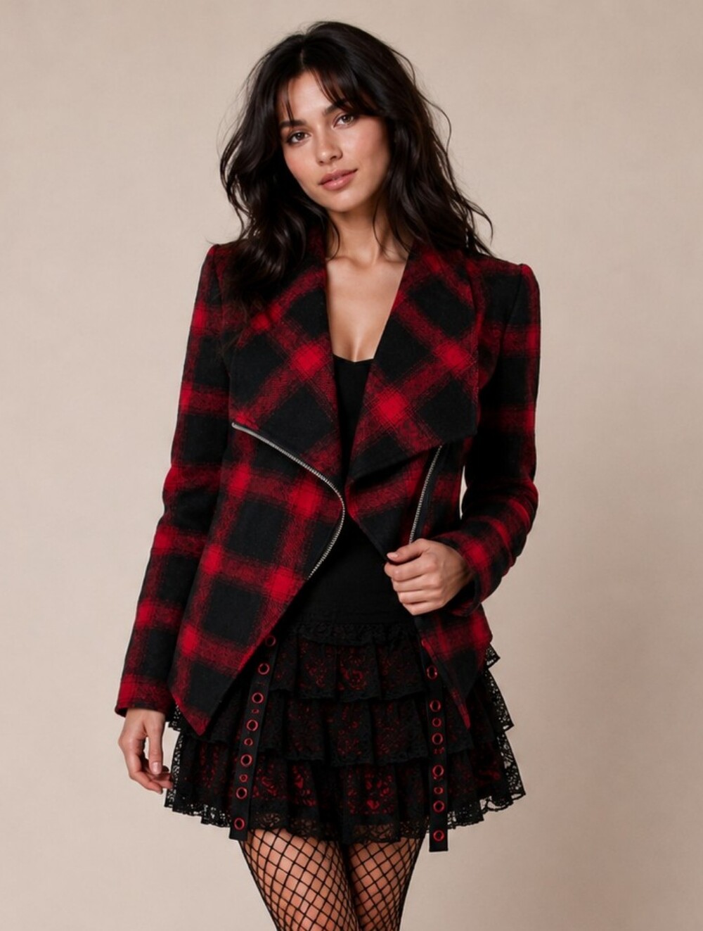 BB Dakota Lilymay Red Plaid Jacket S